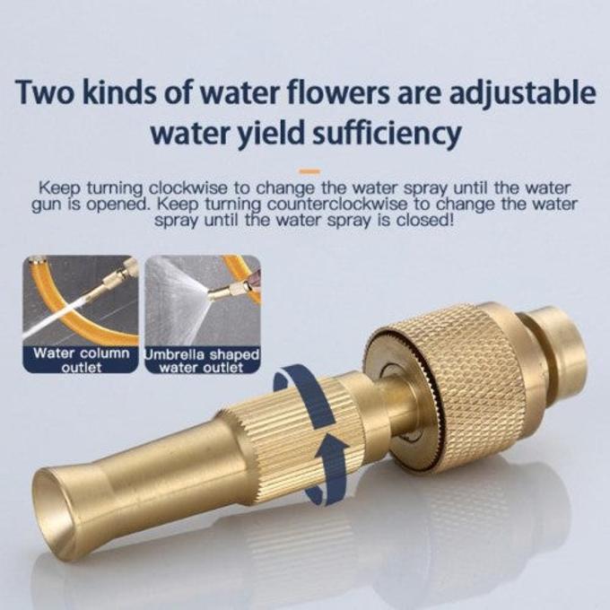 High-Pressure Adjustable Brass Hose Nozzle for Car Wash, Gardening, and Lawn Care (Without Pipe)