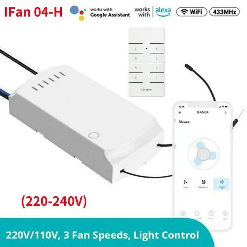 Sonoff IFan04 Smart Wifi Ceiling Fan & Light Controller RF 433Mhz Remote Control Smart Home Automation Module For Alexa Google