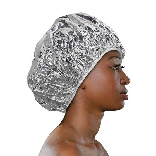 Aluminum Foil Shower Cap Silver Baking Oil Hair Cap, Portable Nourishing Dry Aluminium Heat Insulation Waterproof Ultra-Thin Bath Hat Hood