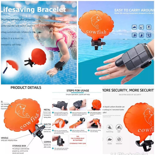 Anti-drowning Bracelet, Puffer Wearable Portable Rescue Device, LightWeight Float Wristband Water Buoyancy Aid Device