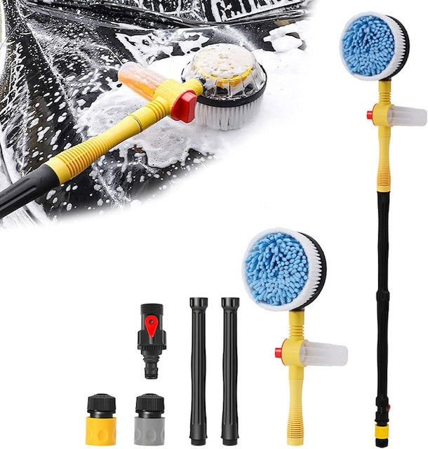 Automatic Car Cleaning Rotary Brush, New Auto Rotating Retractable Car Wash Brush, 360° Spin Car Mop, Foam Car Wash Kit