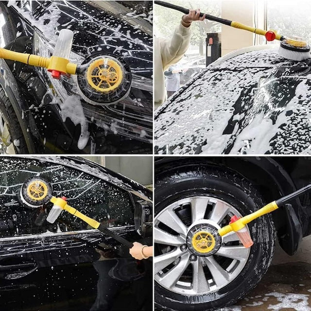 Automatic Car Cleaning Rotary Brush, New Auto Rotating Retractable Car Wash Brush, 360° Spin Car Mop, Foam Car Wash Kit