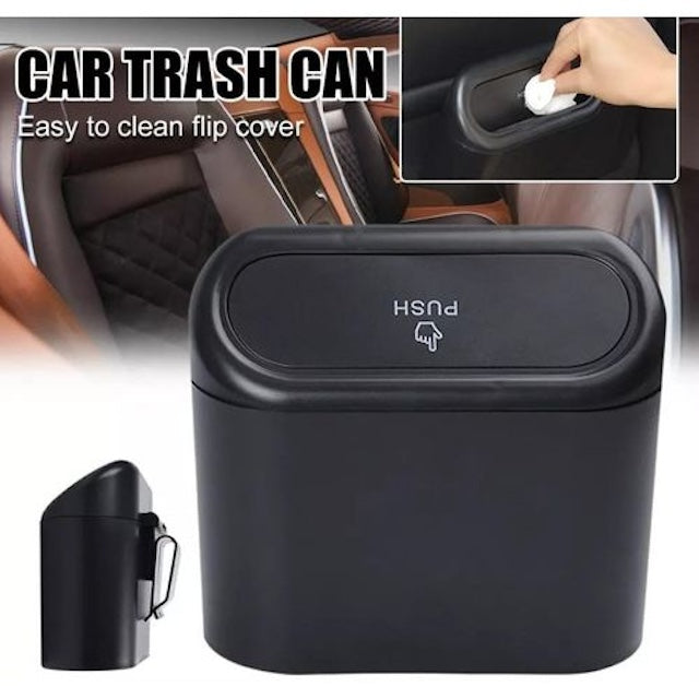 Car Trash Can with Auto Rebound Push Lid, Portable Hanging Mini Car Trash Can With Lid, Dustbin With Automatic Close Flip Cover