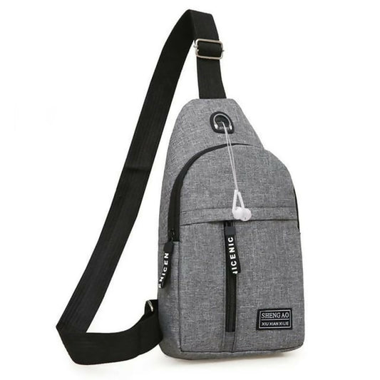 Casual Shoulder/Sling Bag Multi Zip Pockets With Earphone Hole For Men