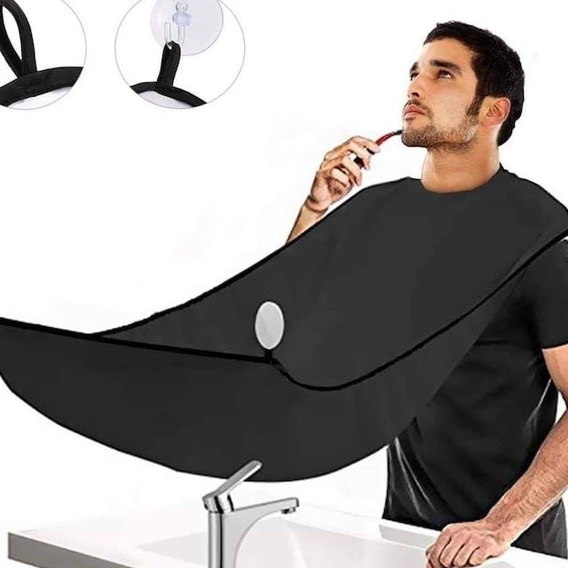 Beard Apron, Trimming Catcher Bib Waterproof Non-Stick Hair, Bathroom Apron Male - Black