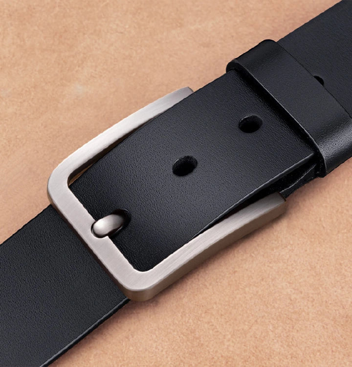 Men's Vintage Black PU Leather Belt with Stylish Needle Buckle