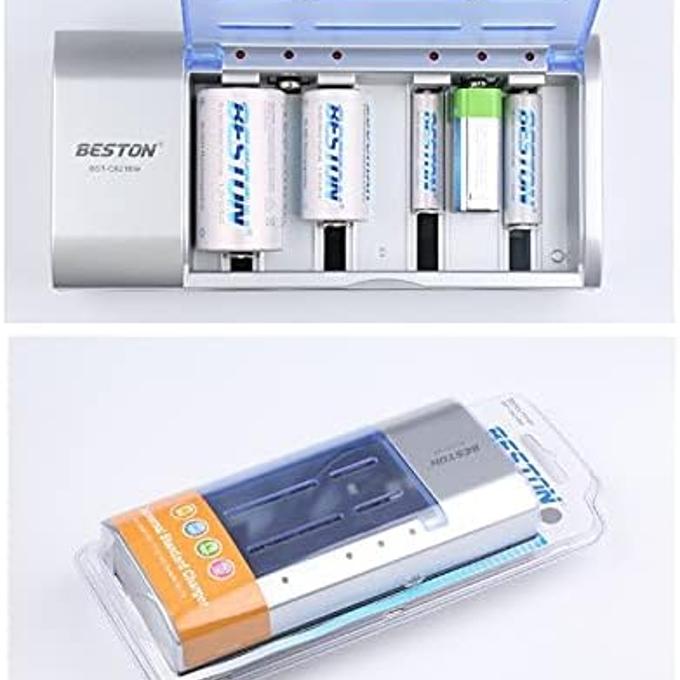 Beston 6 Slots Multi-Functional Smart Rechargeable Battery Charger for AA/AAA/C/D/9V Ni-MH 1.2V Batteries