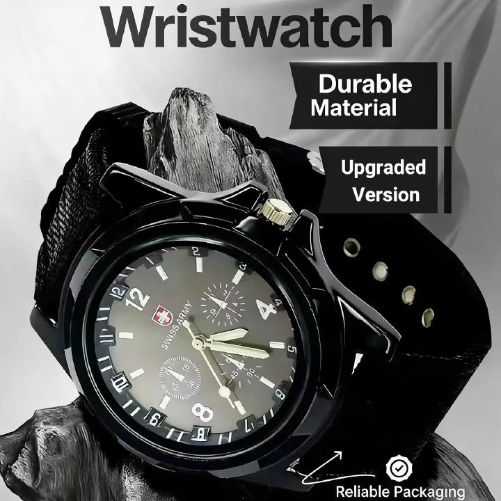 Durable Men's Military Outdoor Sports Watch - Braided Nylon Strap, Quartz Movement