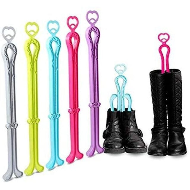 Boots Holder, Folding Boot Shaper Stands, Women's Shoe Shoe Rack with Clip on Two Sides, Plastic High Top Boot Shaper