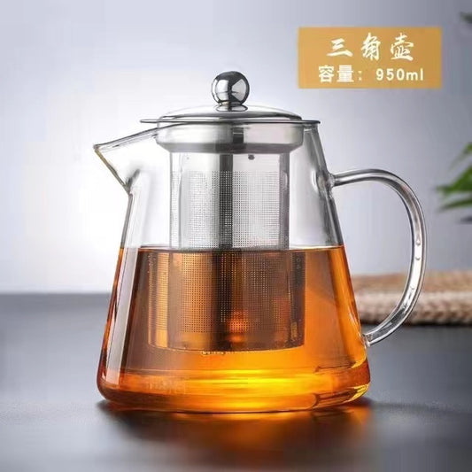 Borosilicate with Infuser, Teapot Heat-Resistant Glass, Teapot with Stainless Steel Filter, Transparent Tea Set