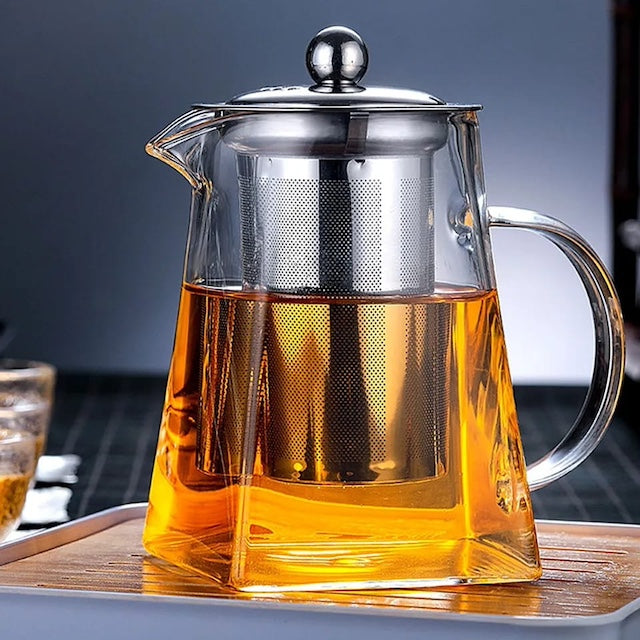 Borosilicate with Infuser, Teapot Heat-Resistant Glass, Teapot with Stainless Steel Filter, Transparent Tea Set