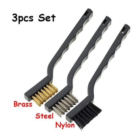 3pcs Wire Brush Set Nylon/Brass/Steel Bristles, Stainless Steel Bristles for Dirt & Paint Scrubbing, Deep Cleaning