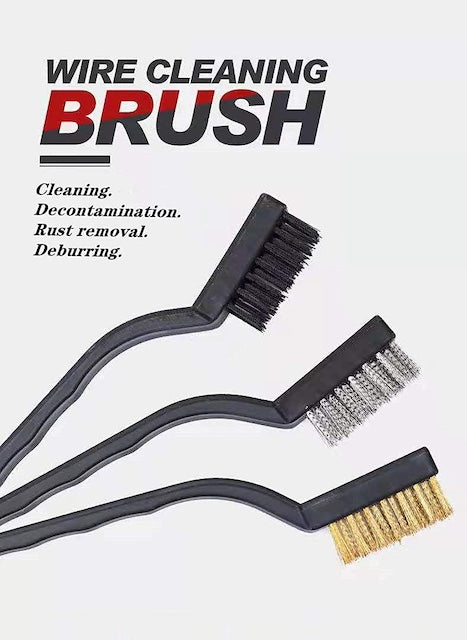 3pcs Wire Brush Set Nylon/Brass/Steel Bristles, Stainless Steel Bristles for Dirt & Paint Scrubbing, Deep Cleaning