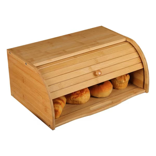 Bamboo Bread Box with Roll-Top Lid