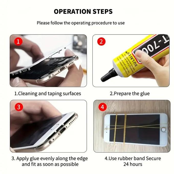 Bulaien T7000 Black Contact DIY Glue Repair Adhesive With Precision Applicator Tip Soft Mobile Phone