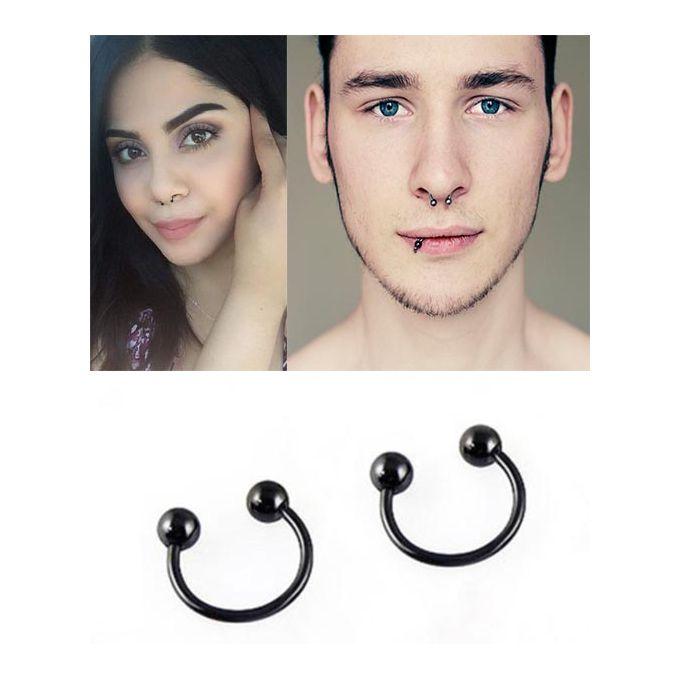 Unisex 2 Pieces Bull Nose Ring Horseshoe Hoop Cartilage