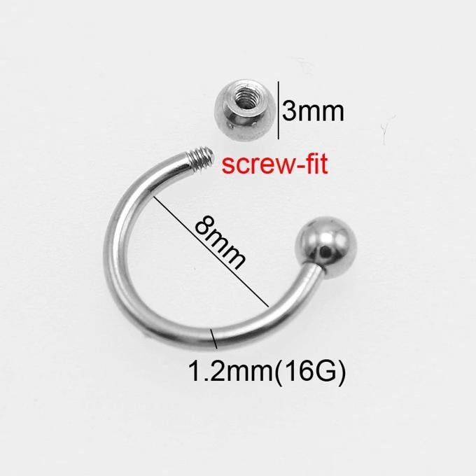 Unisex 2 Pieces Bull Nose Ring Horseshoe Hoop Cartilage