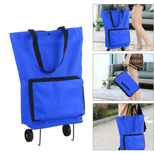 Foldable Shopping Trolley Bag with Wheels Collapsible Shopping Cart