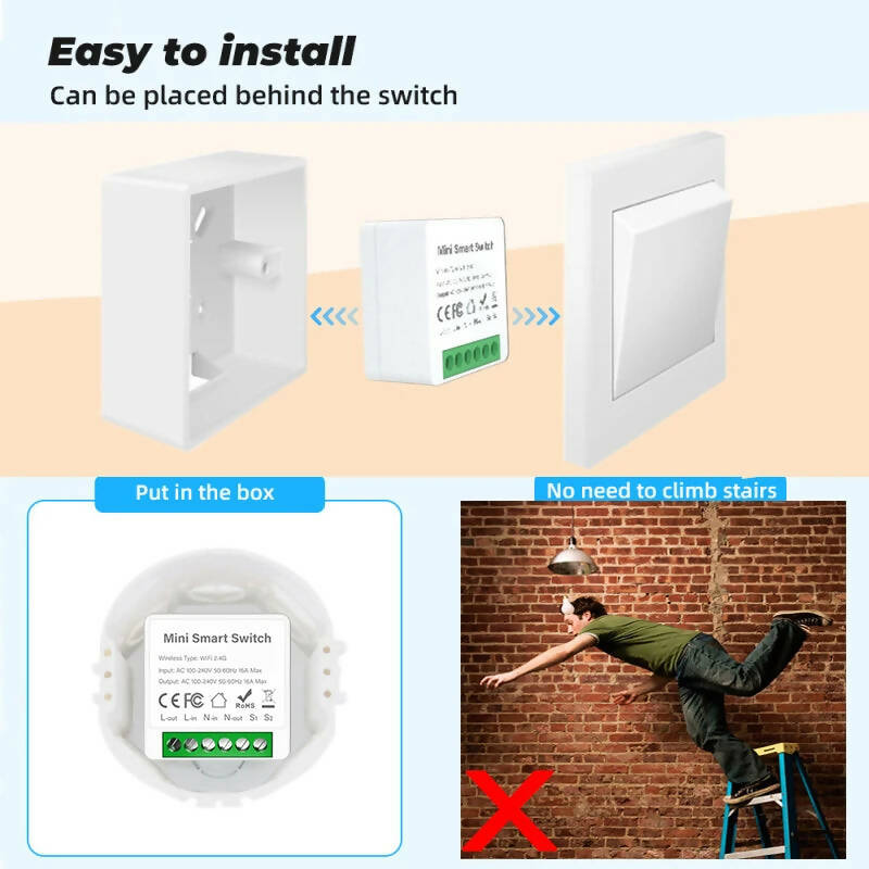 1/2/3Gang Tuya MINI Wifi Switch DIY Relay Smart Life APP Wireless Remote Control Smart Home For Alexa Google Home Yandex Alice