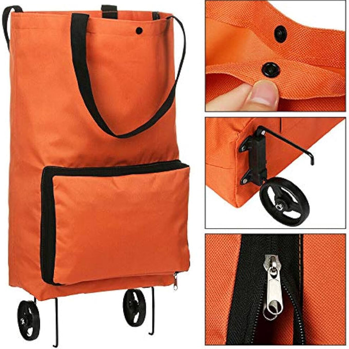 Foldable Shopping Trolley Bag with Wheels Collapsible Shopping Cart