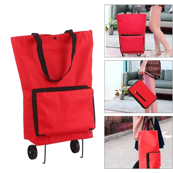 Foldable Shopping Trolley Bag with Wheels Collapsible Shopping Cart