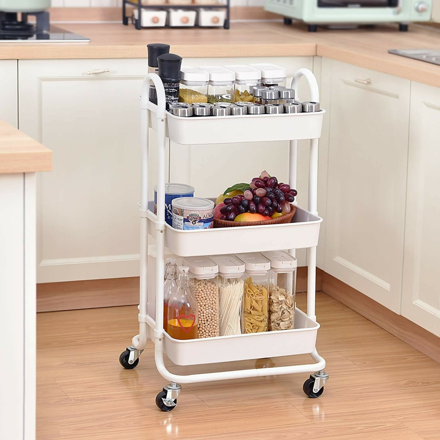 Multi-functional Movable Trolley Storage Rack