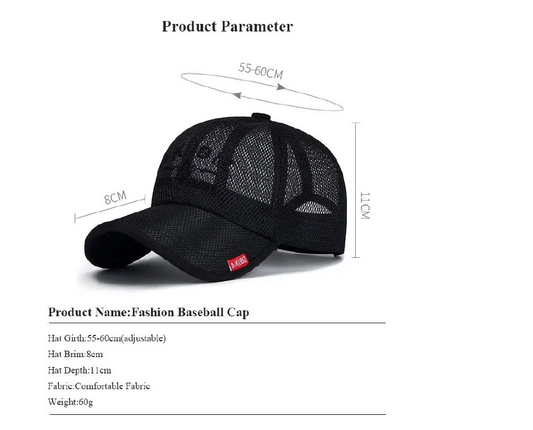 Solid Color Summer Mesh Baseball Cap Quick Dry Breathable Sun Protection Adjustable Snapback Hat