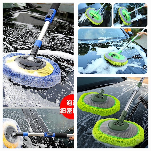 Car Cleaning Mop, Bus Truck Car Wash Brush, Removable Car Wash Mop with Chenille Microfiber, 180 Degree Rotation Car Cleaning Brush