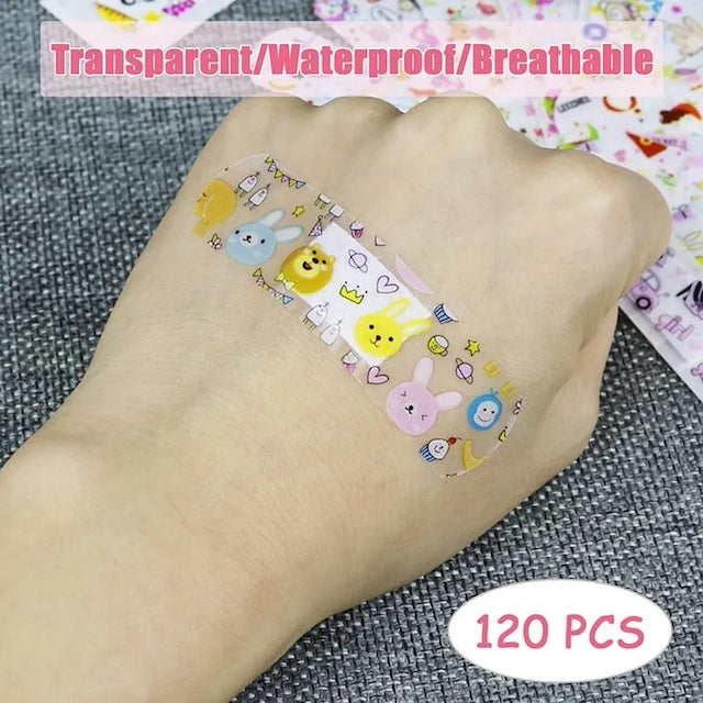 Cartoon Band-Aid Wound Plast Children Kids, Hemostasis Adhesive Bandages Acne Band-aids Household First Aid Supplies - 120 Pieces