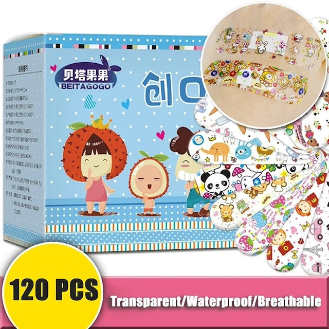 Cartoon Band-Aid Wound Plast Children Kids, Hemostasis Adhesive Bandages Acne Band-aids Household First Aid Supplies - 120 Pieces