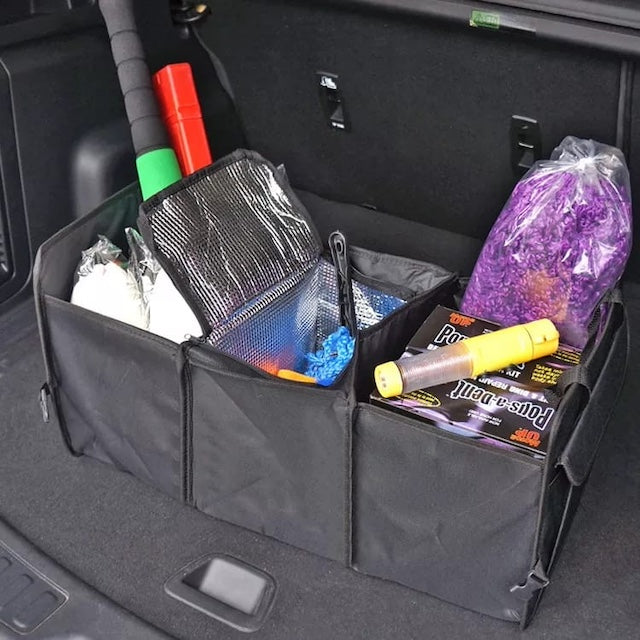 Car Trunk Back Storage Bag with Insulation at the Centre, Car Trunk Storage Bag with Expandable Side pockets