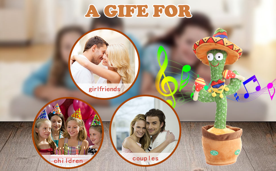Dancing Cactus Talking Cactus Baby Toys for 0-6 Months 6-12months 1 Year Old Recording Repeats What You say Baby boy Girl Gifts