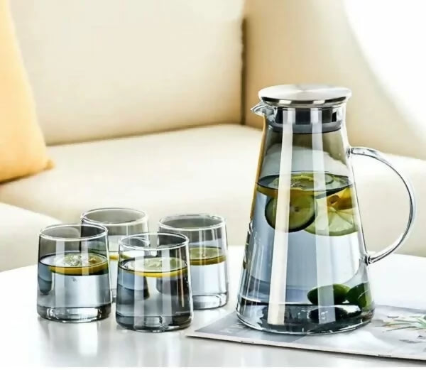 7pc Jug Set Borosilicate Smoky Grey 1950ml