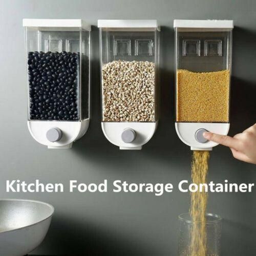 1kg Wall-Mounted Rice & Cereal Dispenser– Transparent Grain Storage Box, Sealed Food Container