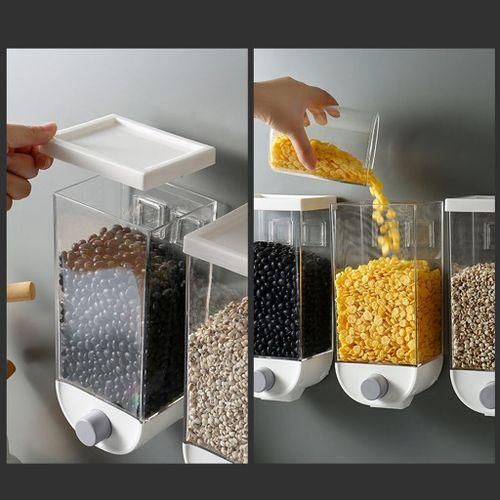 1kg Wall-Mounted Rice & Cereal Dispenser– Transparent Grain Storage Box, Sealed Food Container