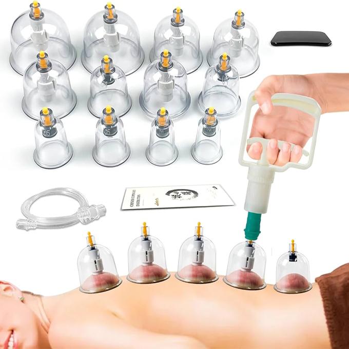 Vacuum Cupping Set, Magnet Therapy Glasses Pump Pull Out Apparatus Chinese Massage Hand Foot Body Back Relax Massagers Curve Suction Cups Household kit - 12 Pieces