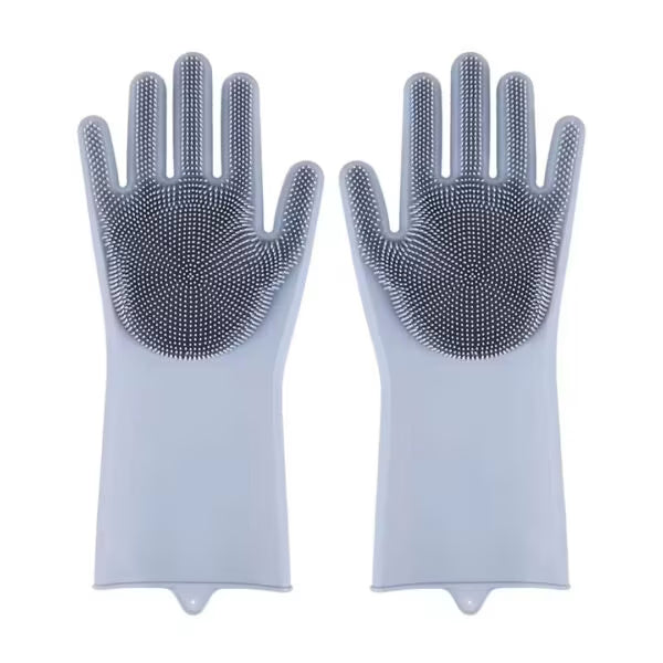 Pet Grooming Cleaning Silicone Gloves with Scrubbing Bristles