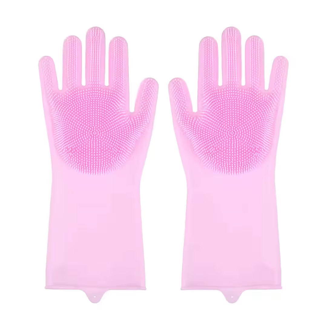 Pet Grooming Cleaning Silicone Gloves with Scrubbing Bristles