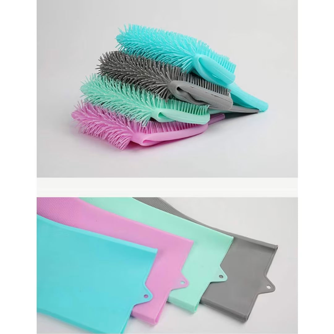 Pet Grooming Cleaning Silicone Gloves with Scrubbing Bristles