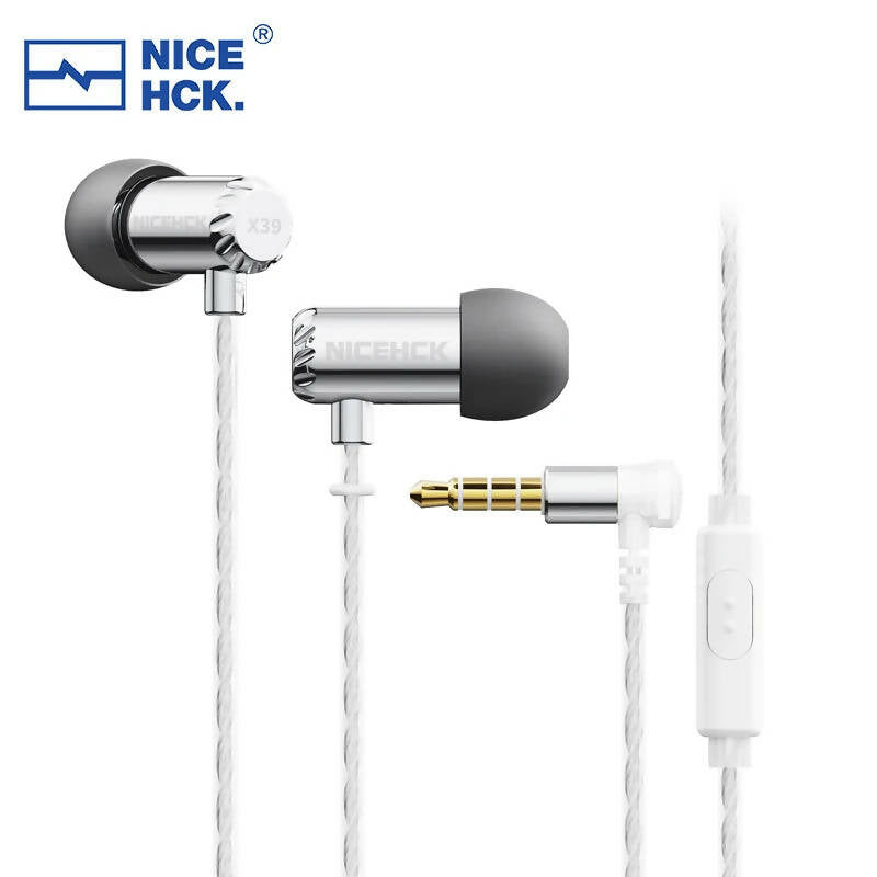 NICEHCK X39 IEM Aluminum Alloy Shell HIFI Microphone Earbud 6mm Titanium Plated Dynamic Headset Bass Vocal DJ In-ear Earphone