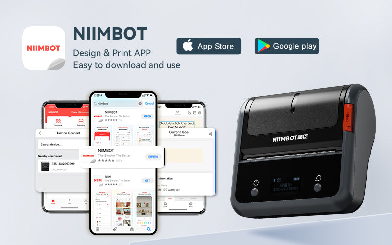 NIIMBOT B3S 75mm Portable Label Printer Inkless Wireless Bluetooth Self-Adhesive Thermal Sticker Maker For Small Business