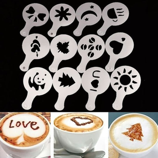 16Pcs/Set Coffee Printing Flower Model Cafe Latte Cappuccino Maker Template, Latte Lover's Coffee Design Topper Tool