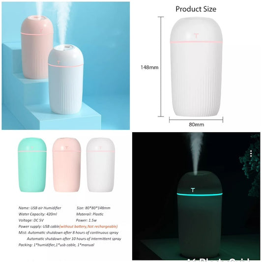 Colourful Nightlight Humidifier, USB Quiet Air Humidifier Night Light Aroma Diffuser with Automatic Shutdown - 420ml