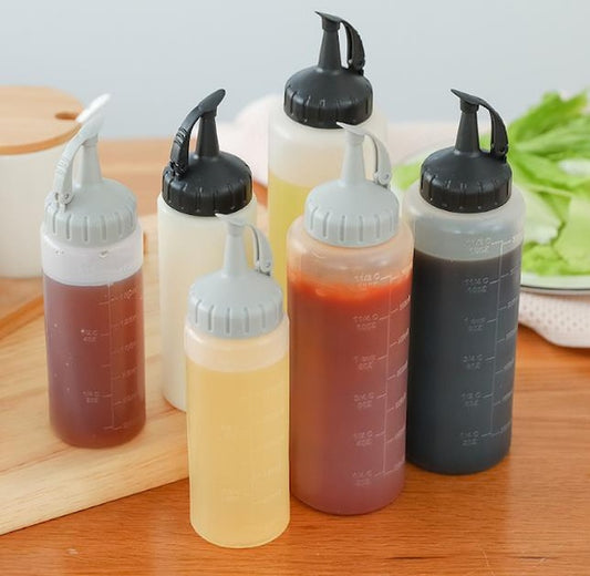 Squeeze Bottles for Sauces with Twist Caps, Refillable Condiment Squeeze Bottle(350ml) - For Oil, Soy Sauce, Ketchup, Mustard, Vinegar