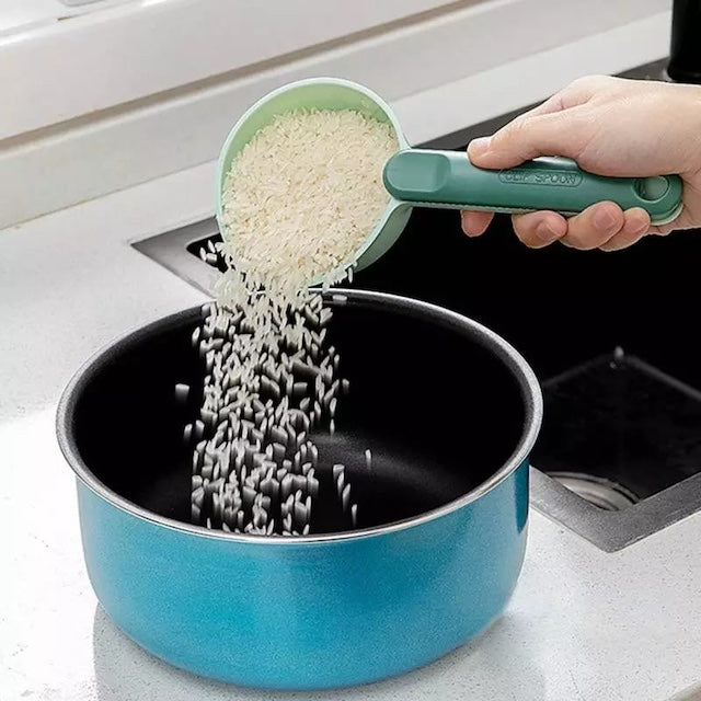 Scooping Spoons with Sealing Clip, Kitchen Household Rice Scoop, Multifunctional Flour and Grains Cup Measuring Spoon