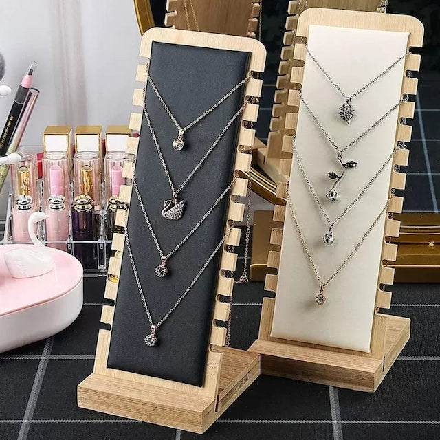 Creative Bamboo Wooden Necklace Frame, Necklace Holder Wooden Display Stand, Jewelry Display Rack