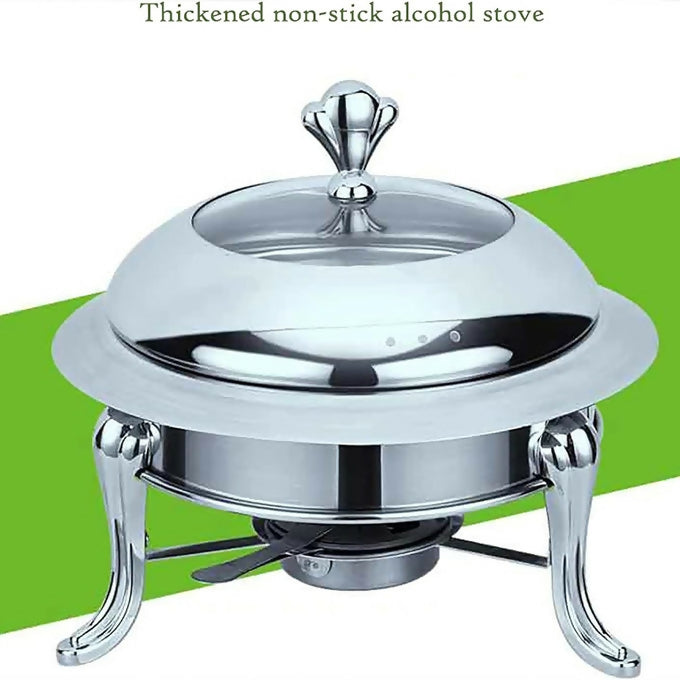 Full Size Round Chafing Dish Set, Stainless Steel Buffet Server Food Warming Tray