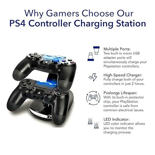 Otvo Dual PS4 Controller Charging Stand Dock Station