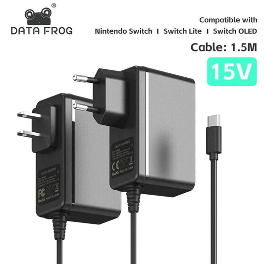 DATA FROG AC Adapter Charger Accessory For Nintendo Switch/OLED/lite EU/US Plug Power Cord Type C USB Power Supply Cable - 