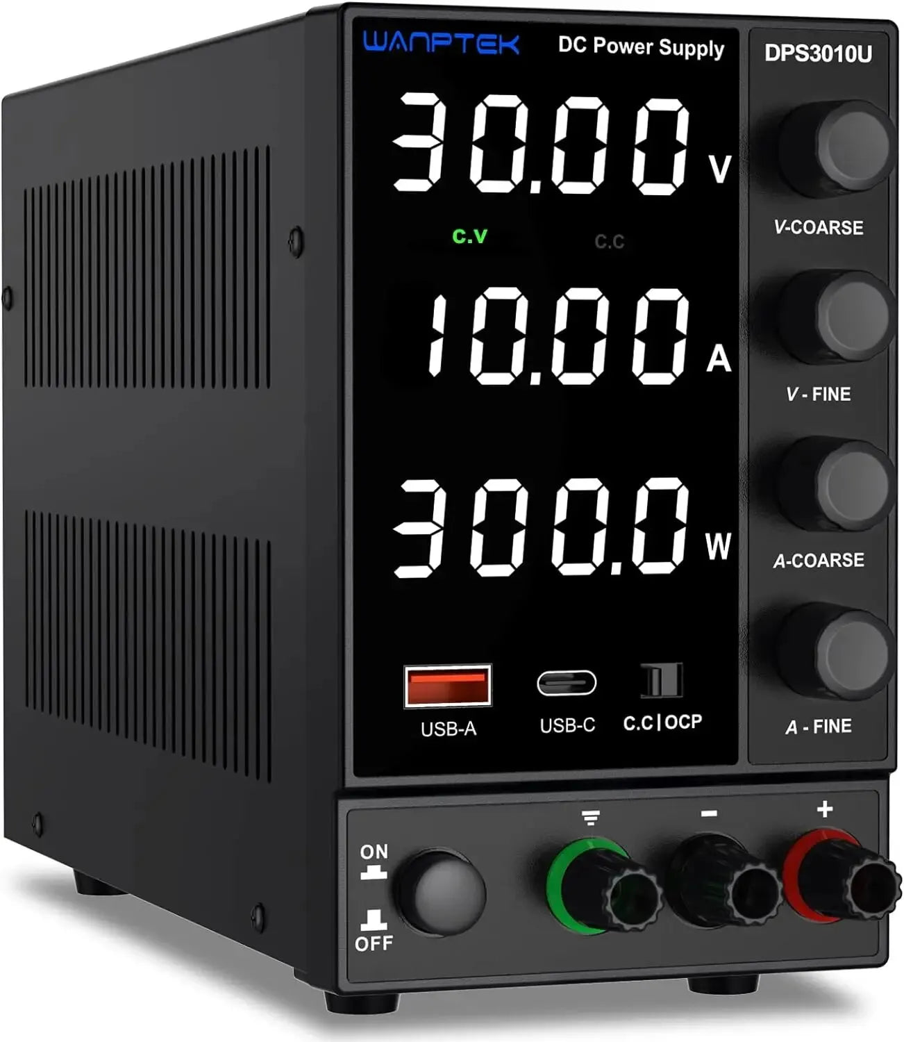 DC Power Supply Variable 30 V 0 - 10A with Encoder Coarse and Fine Adjustment Knobs, Bench with USB and Type - C Fast Charging Ports - 